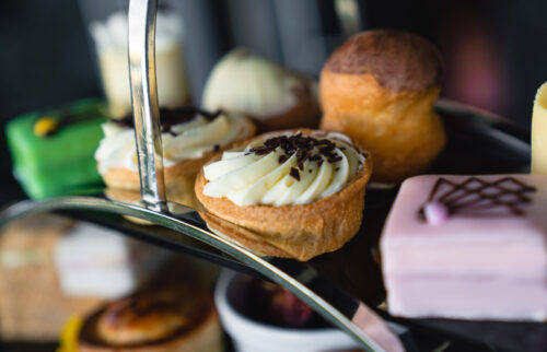classic afternoon tea in the lake district with patisserie and delicious cakes