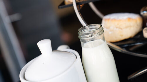 Our ultimate afternoon tea comes served with tea & coffee plus a jar of milk.